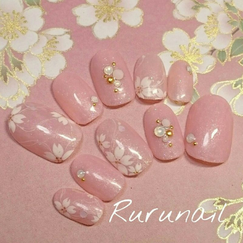 桜咲くピンクの春ネイルチップ(247) - ネイルチップ通販Ruru nail