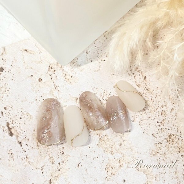 画像5: 繊細クラックの奥行きらめくネイルチップ(042） (5)