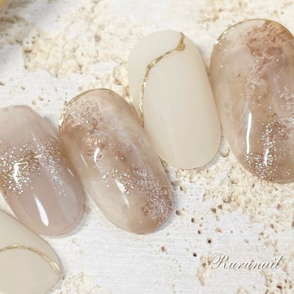 画像4: 繊細クラックの奥行きらめくネイルチップ(042） (4)