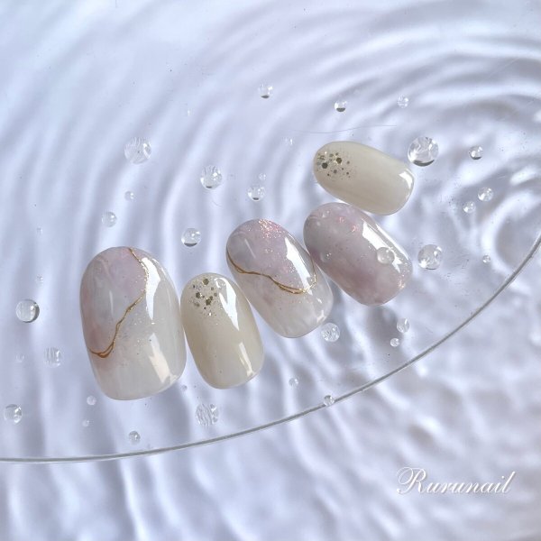 画像1: 梅雨の爽やかニュアンスネイルチップ(433) (1)