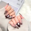 画像4: 【ロングネイル】マグレオパードとボルドーフレンチネイルチップ(Ⅼ40） (4)