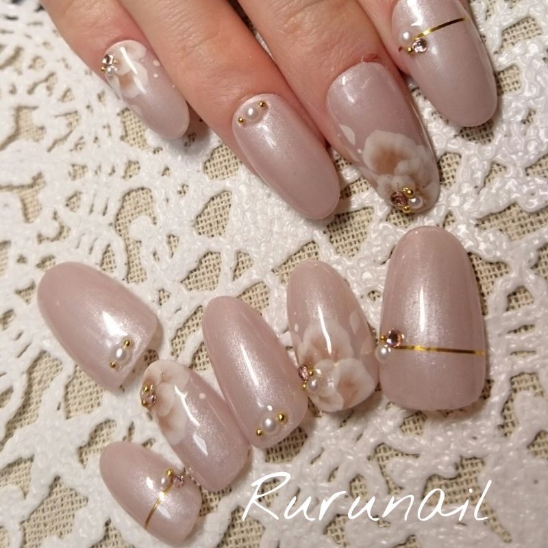 上品フラワーの大人ネイルチップ 241 ネイルチップ通販ｒｕｒｕ ｎａｉｌ