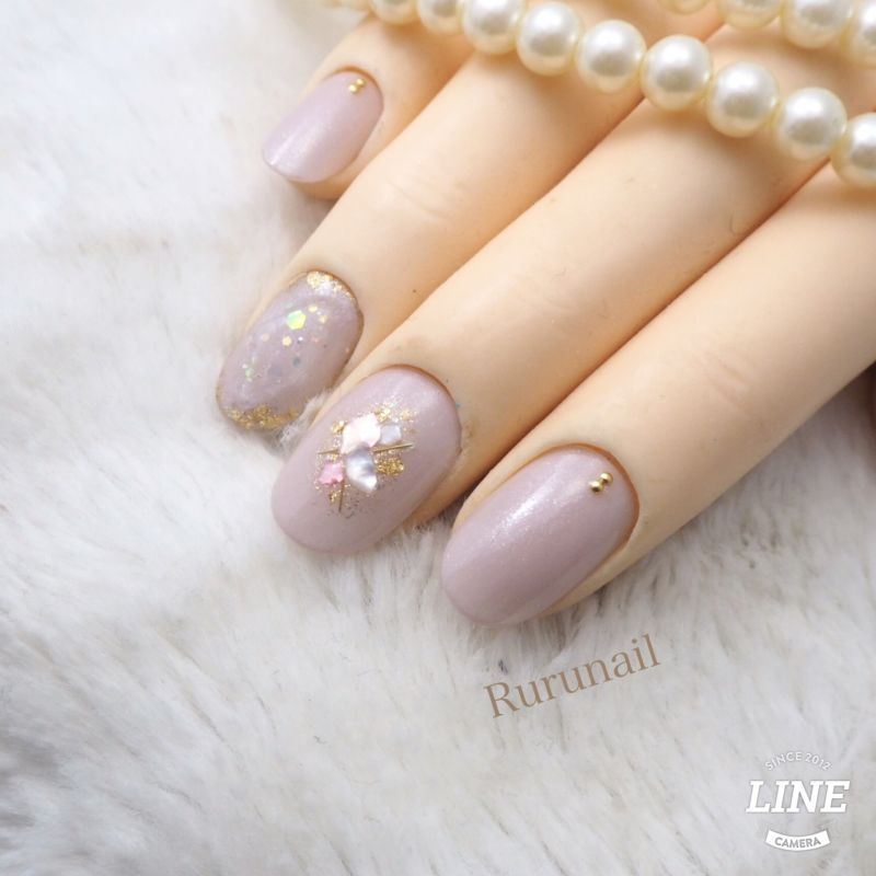 宝石とシェルストーンの大人かわいいネイルチップ 081 ネイルチップ通販ｒｕｒｕ ｎａｉｌ