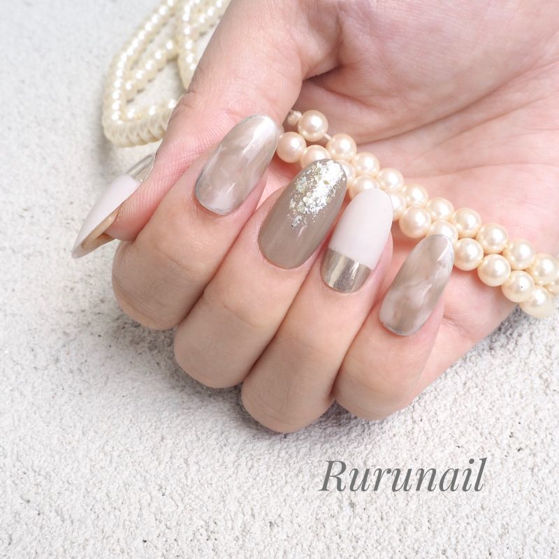 カフェマーブルのシンプルミラーネイルチップ 464 ネイルチップ通販ｒｕｒｕ ｎａｉｌ