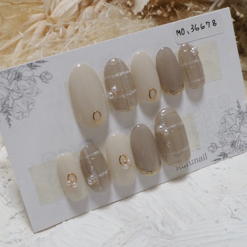 完成品】チェックネイルチップ - ネイルチップ通販Ｒｕｒｕ ｎａｉｌ