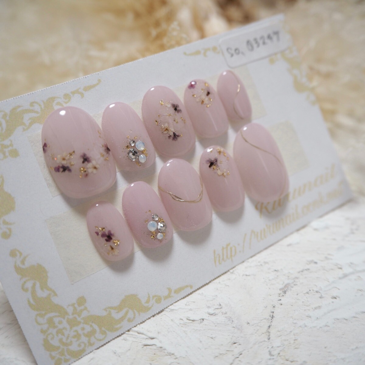 完成品】押し花ネイルチップ - ネイルチップ通販Ｒｕｒｕ ｎａｉｌ