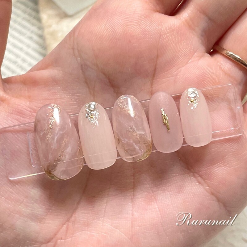 ピンクのやわらかニュアンスネイルチップ061 - ネイルチップ通販Ｒｕｒｕ ｎａｉｌ